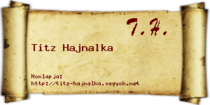 Titz Hajnalka névjegykártya